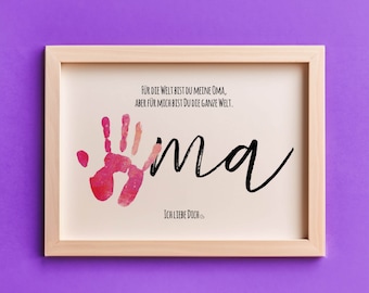 Gift handprint | Grandma | Craft Personalized | Digital download to print