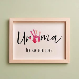 Geschenk Handabdruck | Uroma ich hab dich lieb | Basteln Personalisiert | Digitaler Download zum Ausdrucken