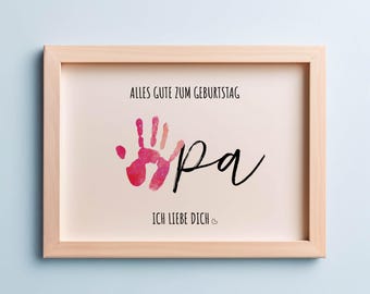 Presente de impressão de mão | Aniversário | Vovô | Artesanato personalizado | Download digital para impressão