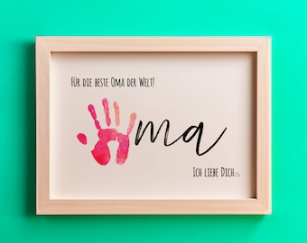 Gift handprint | Best grandma | Personalized crafts | Digital download for printing