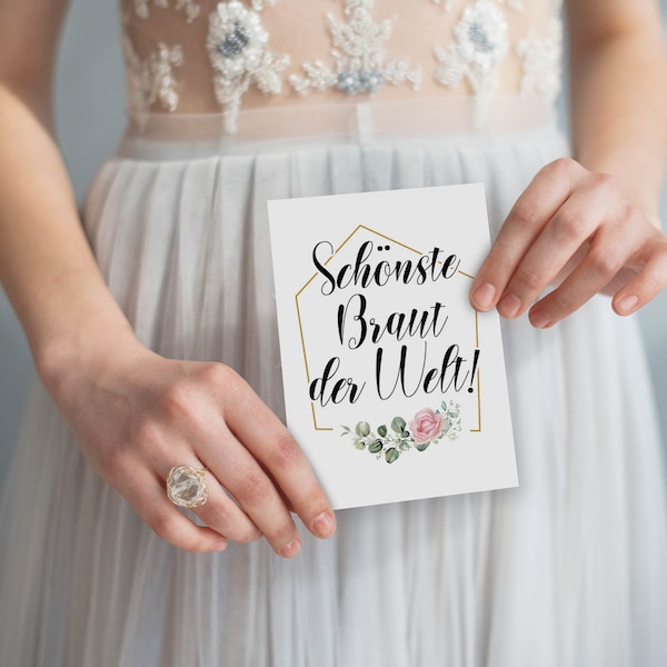 Brautkleid Anprobe | Postkarten-Set | A6 | Hochzeit | Trauzeugin