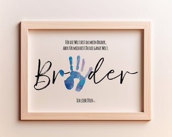 Gift handprint | Brother | Craft personalized | Digital download for printing