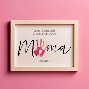 Geschenk Handabdruck | Mama | Basteln Personalisiert | Digitaler Download zum Ausdrucken