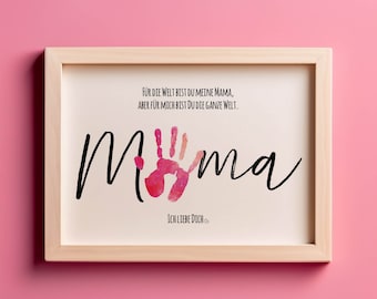 Geschenk Handabdruck | Mama | Basteln Personalisiert | Digitaler Download zum Ausdrucken
