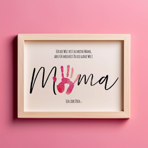 Cadeau handafdruk | mama | Ambachtelijk gepersonaliseerd | Digitale download om af te drukken
