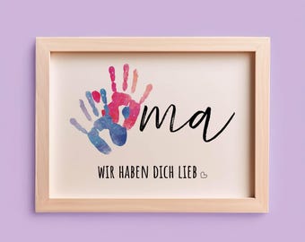 Handprint Gift | Grandma, we love you | Personalized Crafts | Digital Download for Printing