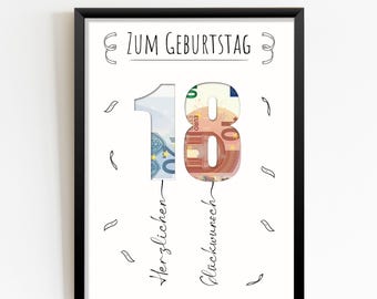 Geldcadeau voor je 18e verjaardag | jaar | Ambachtelijk gepersonaliseerd | Digitale download om af te drukken