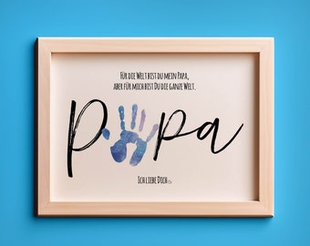 Geschenk Handabdruck | Papa | Basteln Personalisiert | Digitaler Download zum Ausdrucken