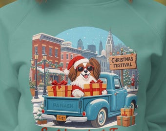 Santa Puppy Christmas Sweatshirt: Dog in Santa Hat, Festive Winter Outfit