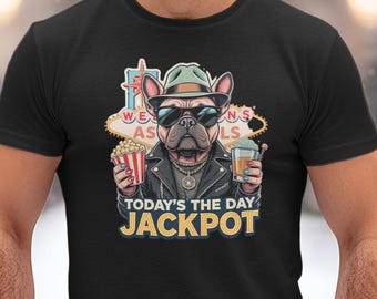 Retro Dog T-Shirt, Lucky Jackpot Tee, Cool Dog Graphic Shirt, Funny Dog Lover Gift, Trendy Casual Graphic Tee, Vintage Style Dog Shirt