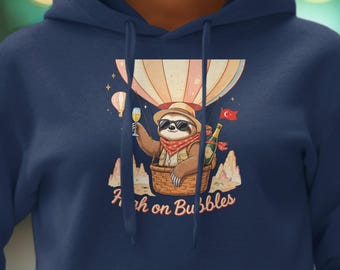 Sloth Hot Air Balloon Hoodie: Fun Graphic Unisex Sweatshirt