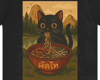 Cute Cat Ramen Tee | Perfect for Pet Lovers, Anime Fans, Casual Wear, Gift for Friends, Cozy Vibes
