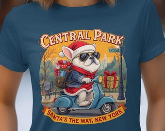 Central Park Santa Dog T-Shirt, New York Christmas Holiday Tee