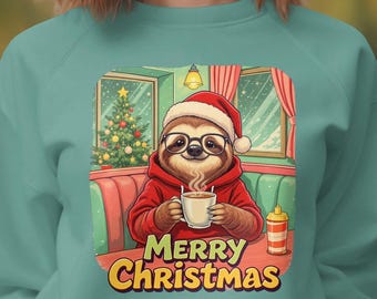 Cute Sloth Christmas Sweatshirt, Merry Christmas Sloth, Funny Holiday Sloth Sweater, Cozy Winter Sweatshirt, Sloth Lovers Gift