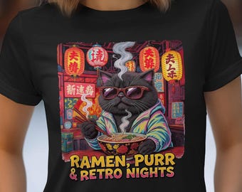 Ragdoll Cat Ramen T-Shirt: Retro Japanese Street Food Tee