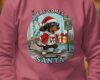 Dachshund Christmas Sweatshirt: Santa Dog, NYC Holiday Sweater