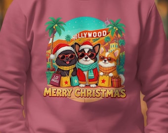 Merry Christmas Hollywood Dogs Sweatshirt - Comfort Colors