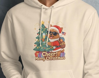 Christmas Dog Hoodie: Santa Suit, Sunglasses, Festive Holiday Wear