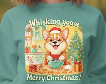 Corgi Christmas Sweatshirt: Holiday Baking Dog Graphic