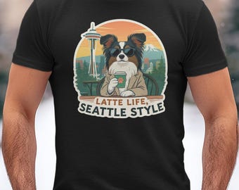 Latte Dog T-Shirt: Seattle City Graphic Tee for Pet Lovers
