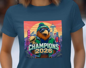 Seattle Hawks 2026 Champions T-Shirt, Retro Football Tee