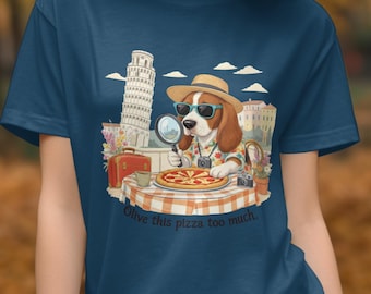 Funny Dog Pizza Shirt, Cool Tourist Dog Tee, Dog with Pizza Graphic, Italy Travel Theme, Cute Dog Lover Gift, Summery Vibe Shirt