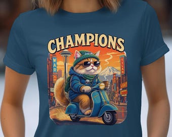 Seattle Cat T-Shirt, Scooter Kitten, Pacific Northwest Art