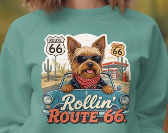 Route 66 Dog Sweatshirt: Vintage Car Graphic, Cozy Pullover