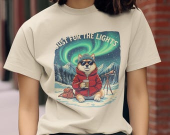 Husky Northern Lights T-shirt-Funny Aurora Borealis Dog Tee, Just for the lights Shirt