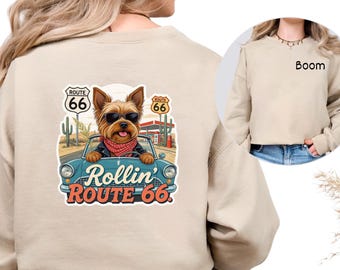 Retro Route 66 Dog Sweatshirt: Unisex Travel Apparel
