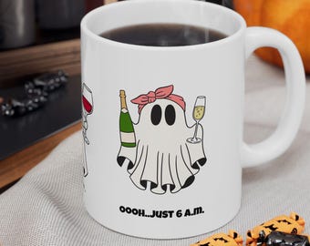 Ghost Wine Party Mug- Funny Halloween Coffee Cup for Wine Lover