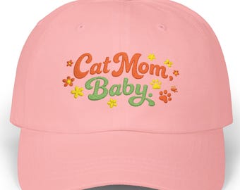 Cat Mom Baby hat Classic Dad Cap | Embroidered floral paw print design