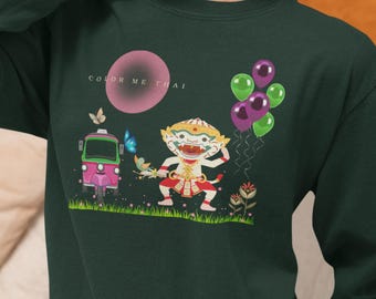 Thai Tuk Tuk Graphic Long Sleeve Shirt: Colorful Festival Top