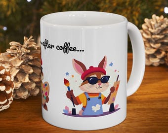 Funny Bunny Mug: Color Me Rabbit Coffee Cup - Gift for Artists