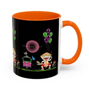 Hanuman Hugs Thai Mug-Cute Mythology Design with Tuk Tuk & Balloons, Colorful Cultural Gift from Thailand