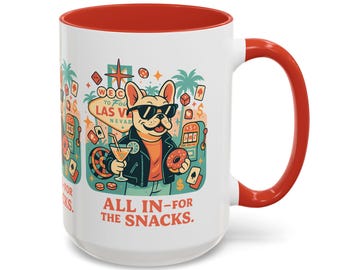 Playful Las Vegas Coffee Mug | Fun Gift for Gamblers, Snack Lovers, Coffee Enthusiasts, Party Décor, Home Barware