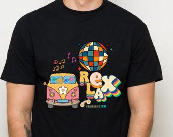 REXLA 90s Disco Graphic Tee – Fun Festival Shirt, Retro Colorful Party Vibes, Unisex T-Shirt