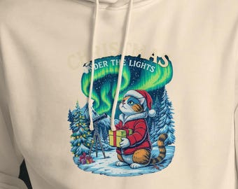 Funny Christmas Cat Hoodie: Holiday Aurora Gift