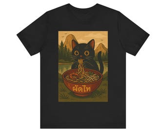 Cute Cat Ramen Tee | Perfect for Pet Lovers, Anime Fans, Casual Wear, Gift for Friends, Cozy Vibes