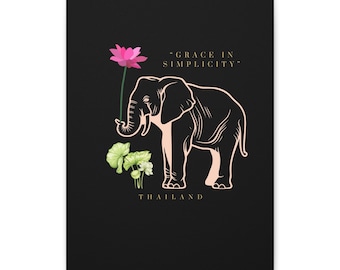 Thai Elephant Canvas Print: Lotus Flower Wall Art