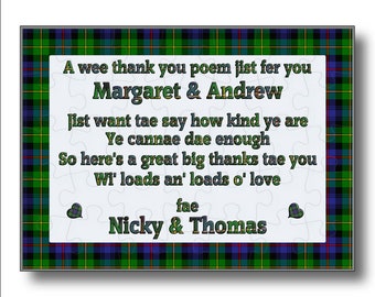 A Wee Thank You Poem Jigsaw | Ideal Scottish Thank You Card | Novel Scottish Thank You Gift | by Jigsaiz