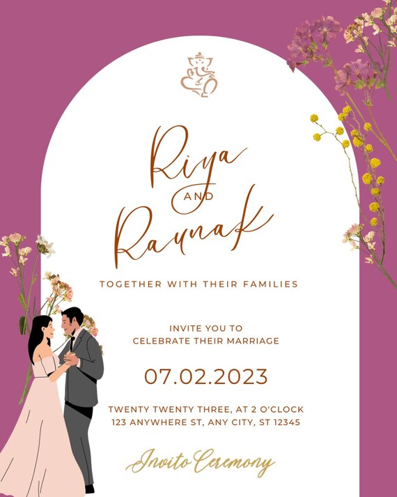 Personalised Digital Wedding Invitation Card Digital Download