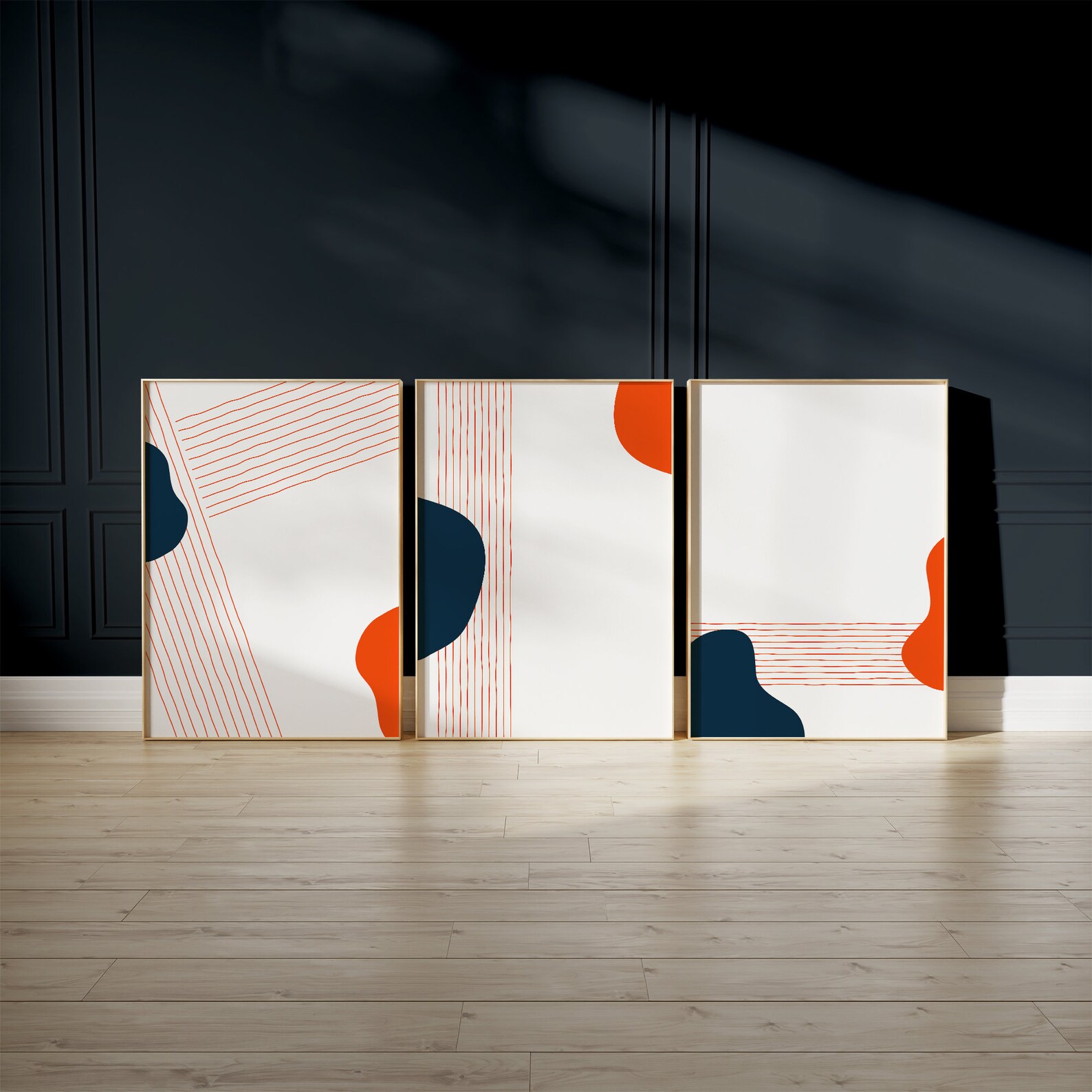 Burnt Orange Boho Wall Art Set Set of 3 Neutral Modern Wall Etsy