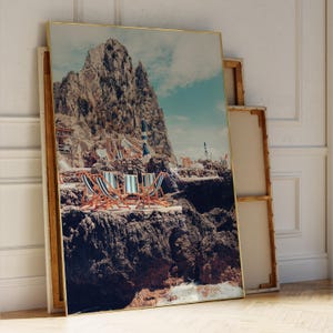 Serenidad junto al mar: Impresión artística costera de Capri - Felicidad mediterránea - Decoración de paisajes marinos de verano - Inspiración para la relajación