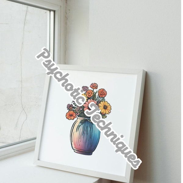 Wall art Flower vase | floral arrangement | colourful wall art | boho design | modern wall art | cute design | multi purpose design