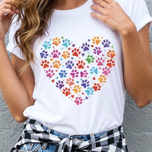 Colorful Paws Png, Heart Png, Sublimation Design, Dog Mama Png, Dog Lover Png, T-Shirt Design, Sweatshirt Png, Digital Download Png