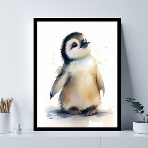 Pinguin Aquarell druckbare Kunst | Sofortdownload | Digitaler Download | Clipart | Kinderwandkunst, Baby Pinguin, Safari Tiere Wandkunst