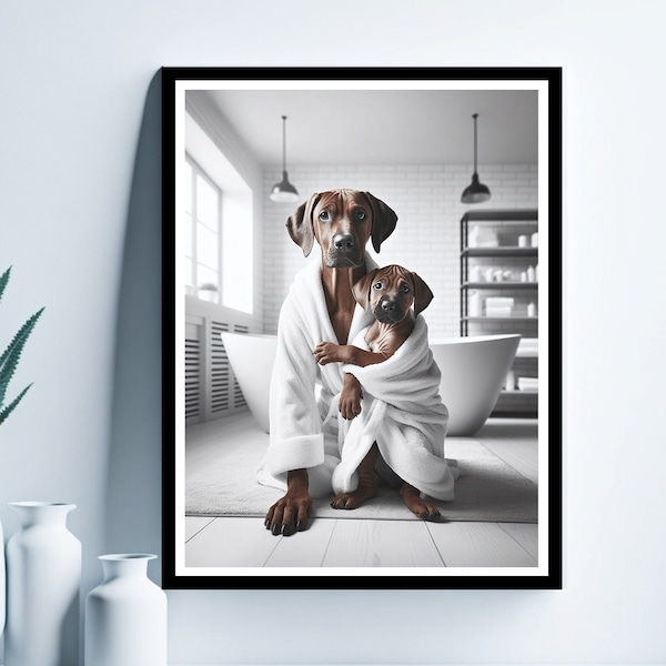 Rhodesian Ridgeback Bathroom Wall Art, Bathroom Wall Decor, Bathroom Kids Art, Rhodesian Ridgeback Gift, Cute Art, Funny Bathroom Wall Decor