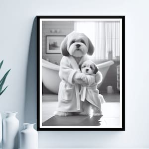 Lhasa Apso Bathroom Wall Art, Bathroom Wall Decor, Bathroom Kids Art, Lhasa Apso Gift, Animal Art, Funny Bathroom Wall Decor, Lhasa Apso Art