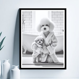 Poodle Bathroom Wall Art, Bathroom Wall Decor, Bathroom Kids Art, Poodle Gift, Cute Animal Art, Funny Bathroom Wall Decor, Poodle Art